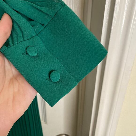 ZARA Green Pleated Jumpsuit Size Medium Long Sleeves Event Blogger Fave - Picture 6 of 9